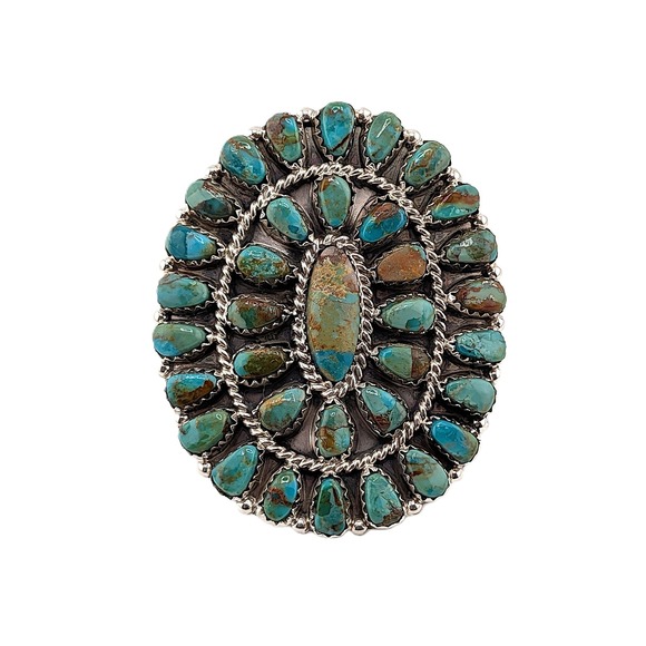 Handcrafted Navajo Cluster Ring Size 8 Women's Signed Southwest Jewelry *** - Picture 4 of 9